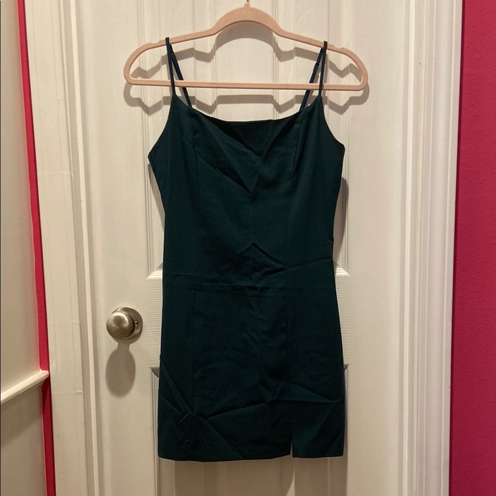 NWT Forever 21 Dark Turquoise Teal Bodycon Cami Spaghetti Strap Mini Dress